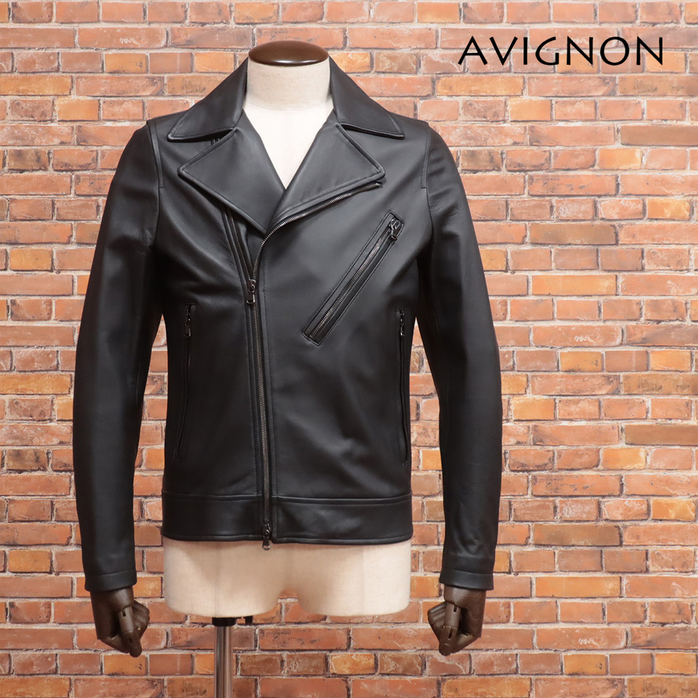 秋冬/AVIGNON/48サイズ/レザーライダースジャケット GRENOBLE イタリア製 本革 羊革 ブルゾン アヴィニョン 新品/黒/ブラック/ma357/