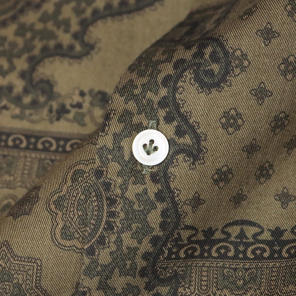 GIANNETTO/40cm/バンダナ柄シャツ A6040L/84/03 02949/02 綿ツイル カッタウェイ イタリア製 長袖 新品/カーキ/md107/_画像7