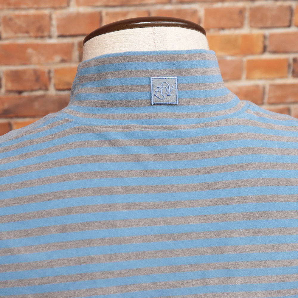 秋冬/ZOY/4(XXL)サイズ/長袖ハイネックTシャツ 071424021 日本製 ボーダー 起毛 しっとり 暖か ゾーイ 新品/青/ブルー/md365/_画像5