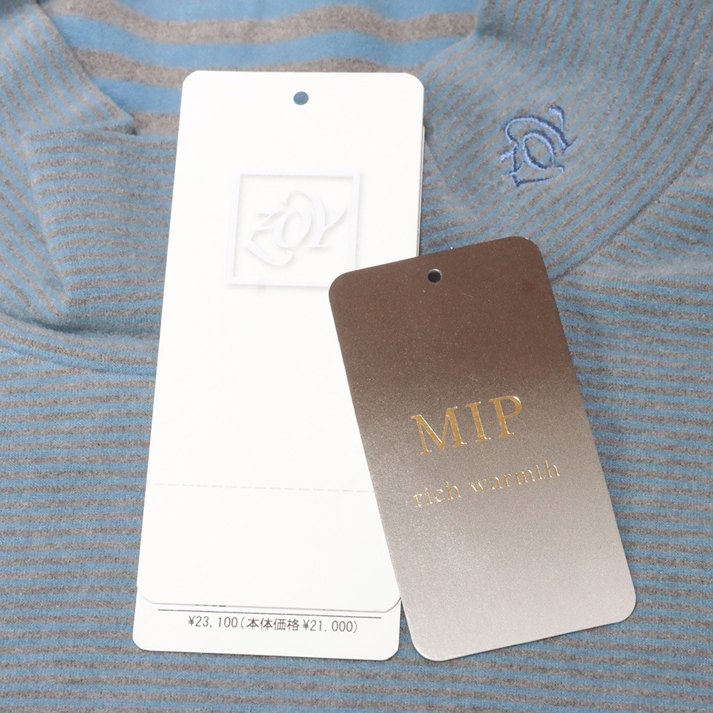 秋冬/ZOY/4(XXL)サイズ/長袖ハイネックTシャツ 071424021 日本製 ボーダー 起毛 しっとり 暖か ゾーイ 新品/青/ブルー/md365/_画像7