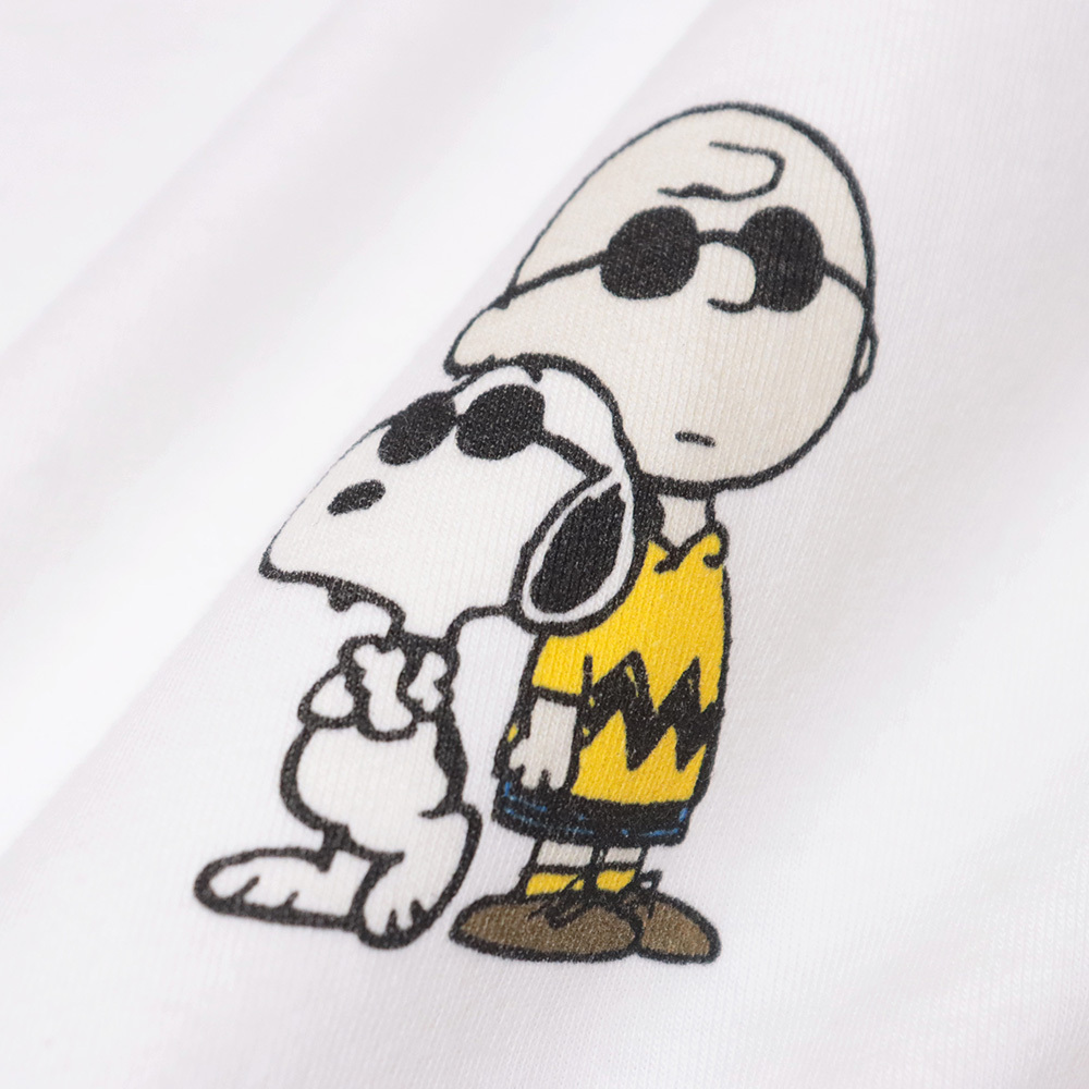 1円/春夏/Et baas×PEANUTS/Mサイズ/訳 半袖Tシャツ 日本製 サングラス スヌーピー JOE COOL エバース 新品/白/ホワイト/kf404/_画像4
