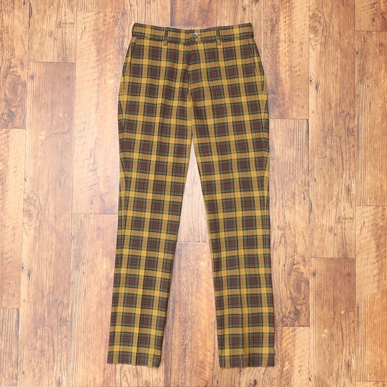 1円/秋冬/Heal Creek/85cm/チェック柄パンツ ストレッチ 保温 ウエストゴム レトロ 上品 ゴルフ 新品/マスタード/jd104/_画像2