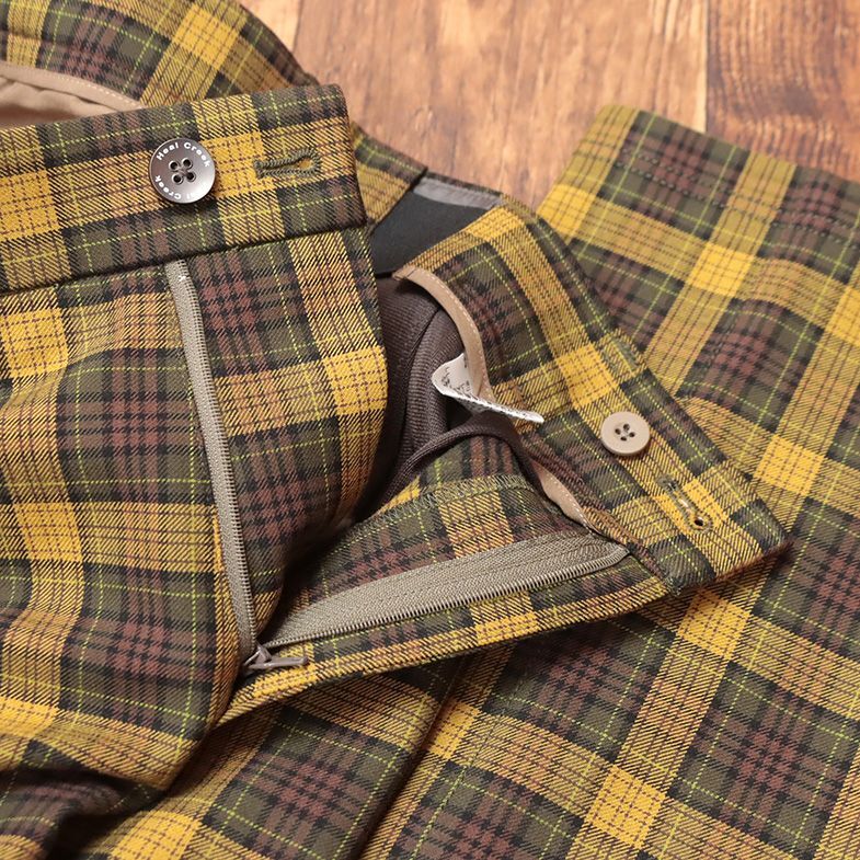 1円/秋冬/Heal Creek/85cm/チェック柄パンツ ストレッチ 保温 ウエストゴム レトロ 上品 ゴルフ 新品/マスタード/jd104/_画像4