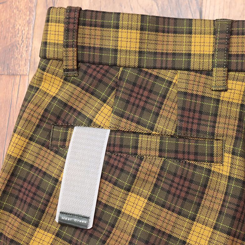 1円/秋冬/Heal Creek/85cm/チェック柄パンツ ストレッチ 保温 ウエストゴム レトロ 上品 ゴルフ 新品/マスタード/jd104/_画像6