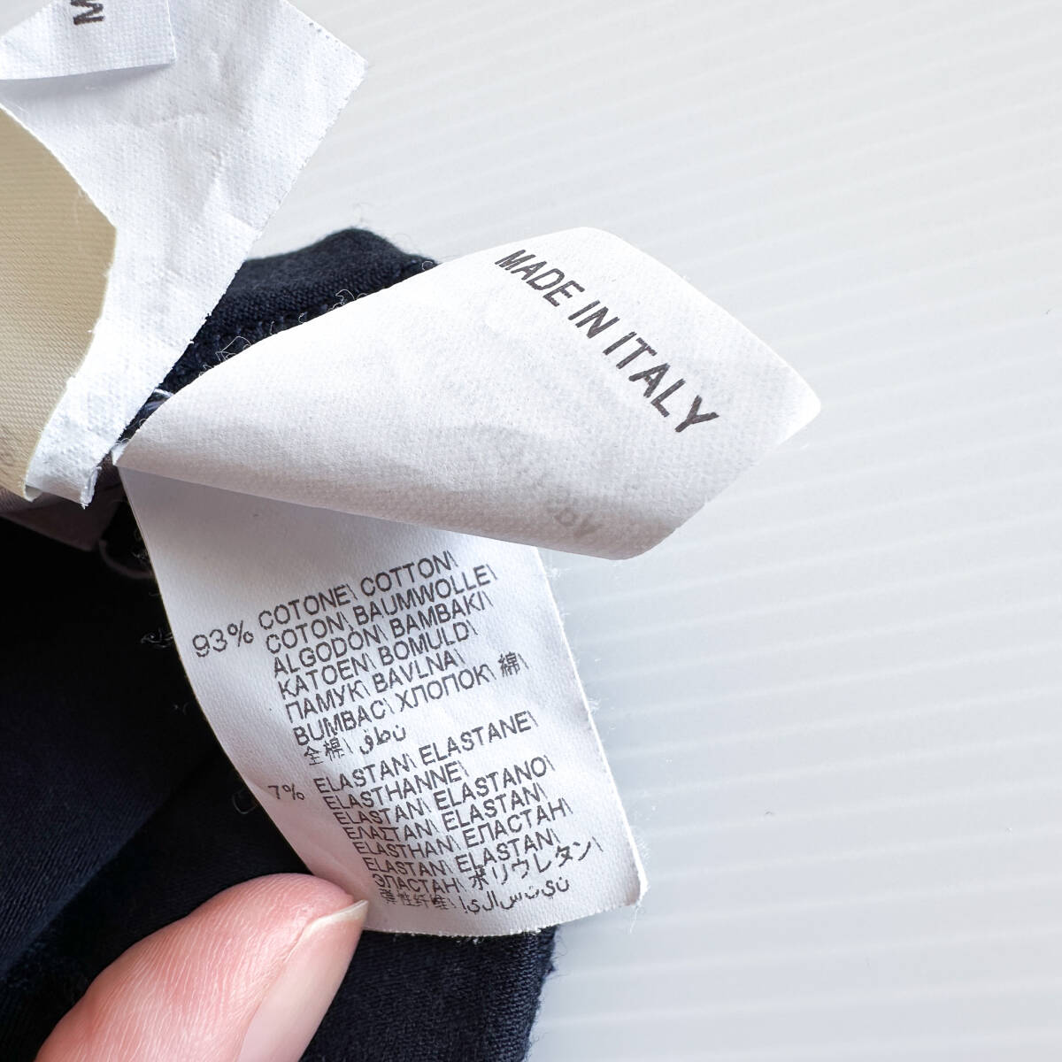 BRUNELLO CUCINELLI ブルネロクチネリ / シルク袖 カットソー S 紺×白 シルク袖 イタリア製 ネイビー ホワイト_画像8