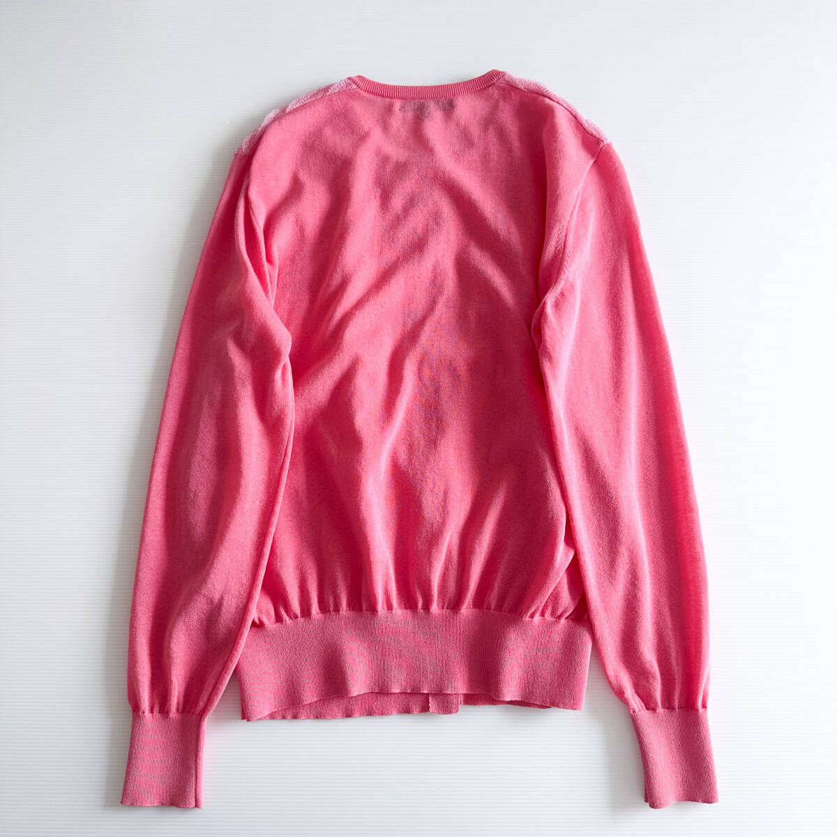 Drawer ドゥロワー / 18Gフリル クルーネック カーディガン ピンク_画像8