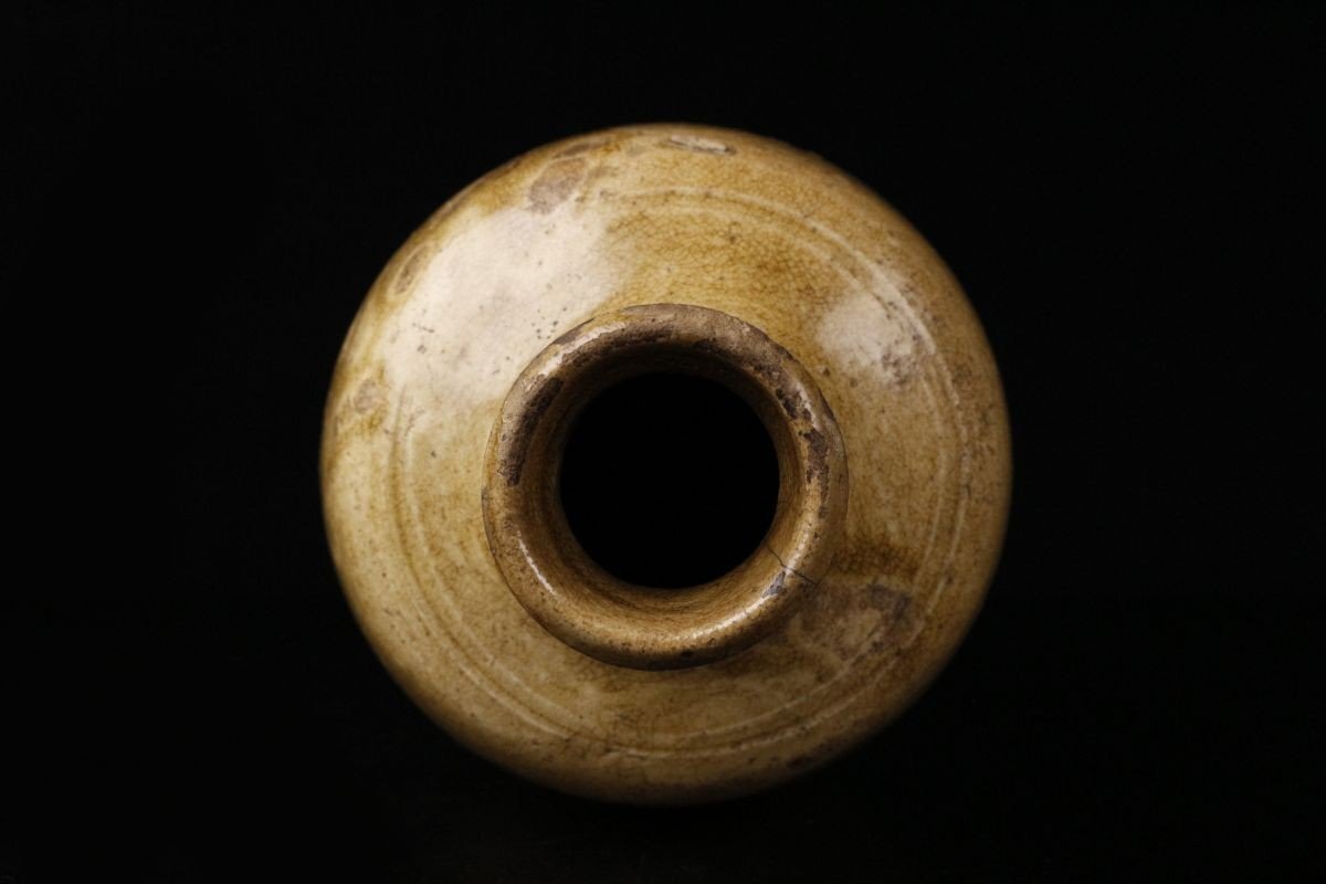 【LIG】古瀬戸 黃瀬戸 徳利 26㎝ 酒器 在陶印 古美術(shù)品 [.E]25.7