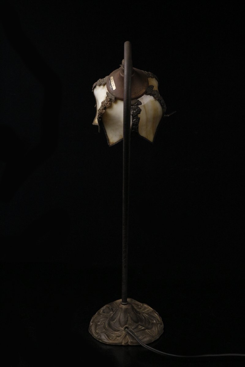 【LIG】西洋アンティーク 花形ガラススタンドランプ 特大48㎝ 細密造 [P]25.10_画像3