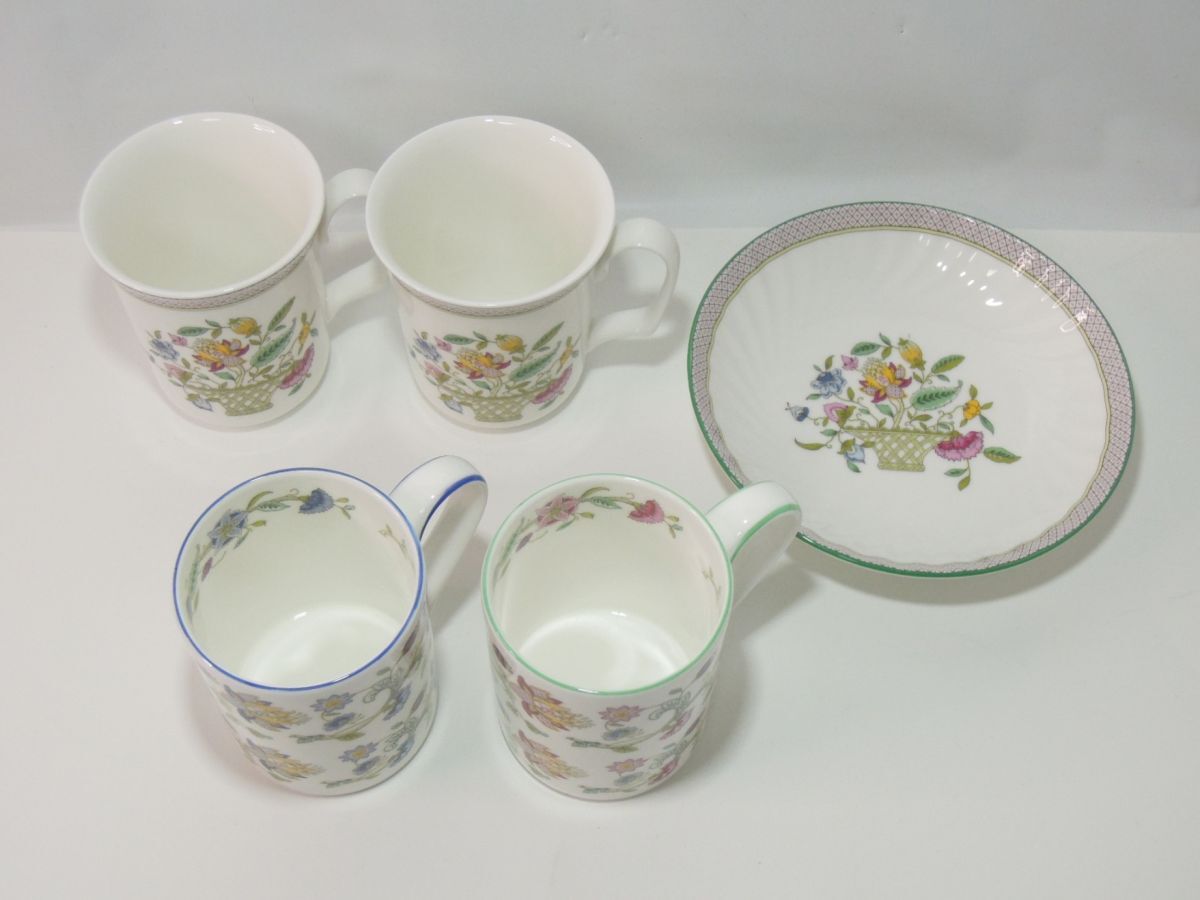 未使用 ミントン 50th anniversary ハドンホール ブルー マグカップペア + ハドンホール トレリス 皿(16.5cmプレート) マグカップペア_画像2