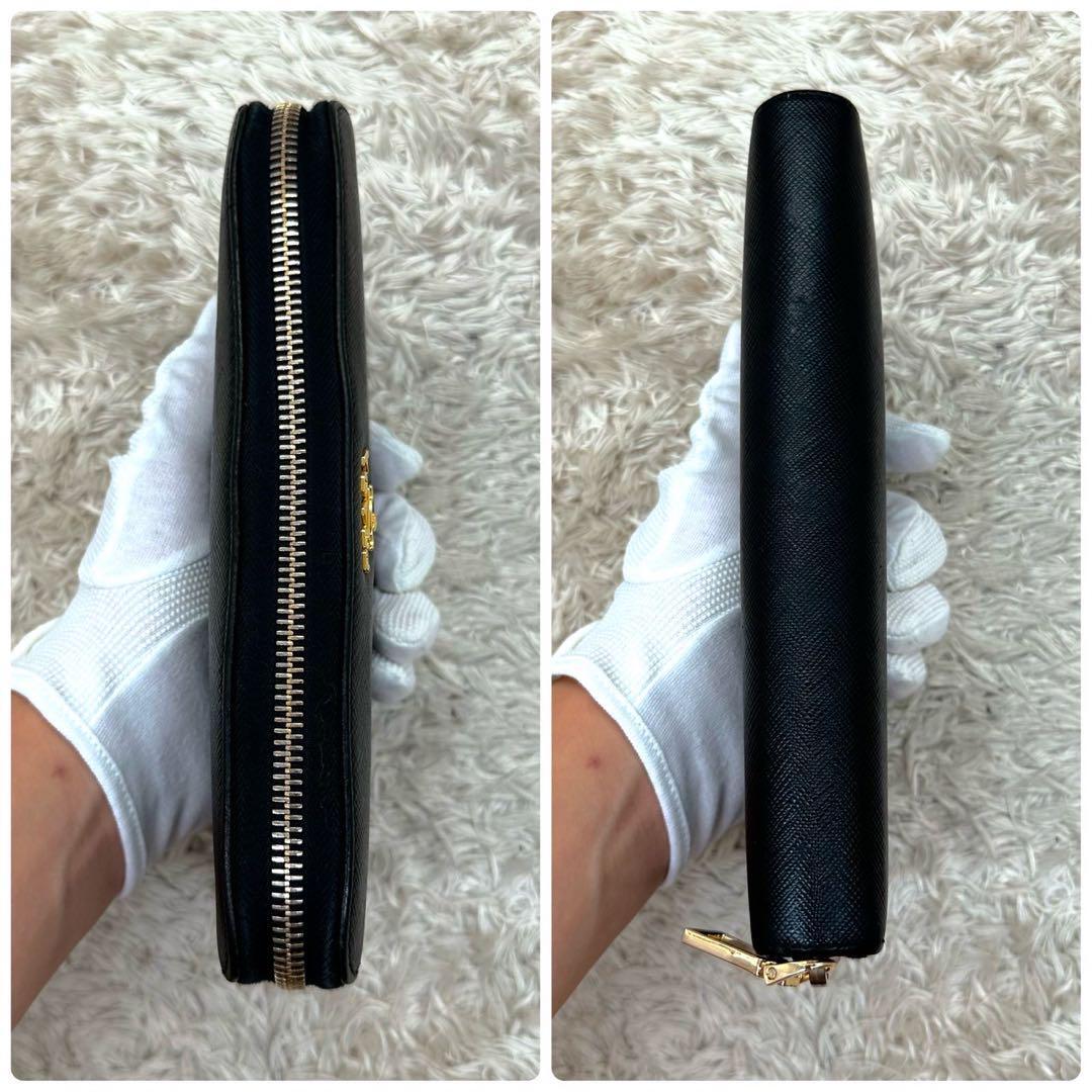 【極美品】PRADA プラダ 長財布 ラウンドファスナー ブラック サフィアーノレザー 本革 ゴールドロゴ ユニセックス メンズ レディース _画像7