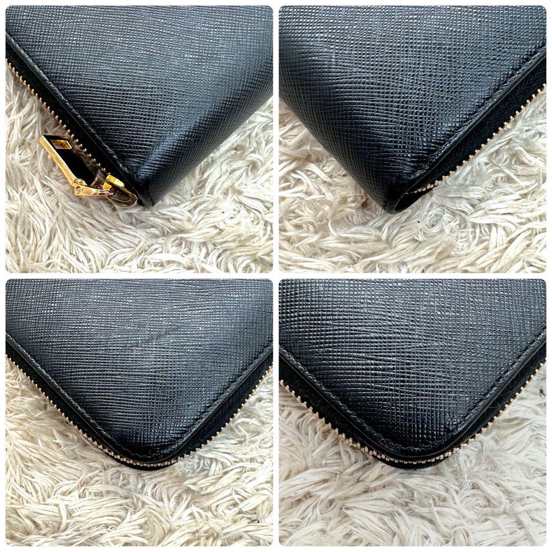 【極美品】PRADA プラダ 長財布 ラウンドファスナー ブラック サフィアーノレザー 本革 ゴールドロゴ ユニセックス メンズ レディース _画像8