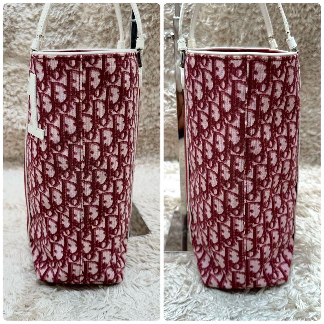 【美品】Christian Dior クリスチャンディオール トートバッグ レッド キャンバス トロッター ナンバー レディース ビジネス オブリーク_画像6