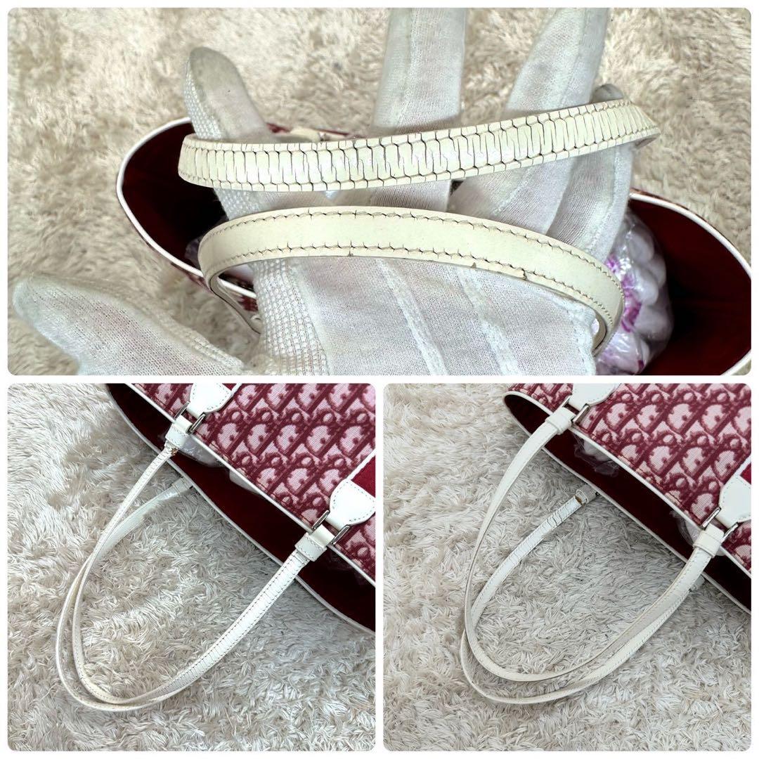 【美品】Christian Dior クリスチャンディオール トートバッグ レッド キャンバス トロッター ナンバー レディース ビジネス オブリーク_画像7