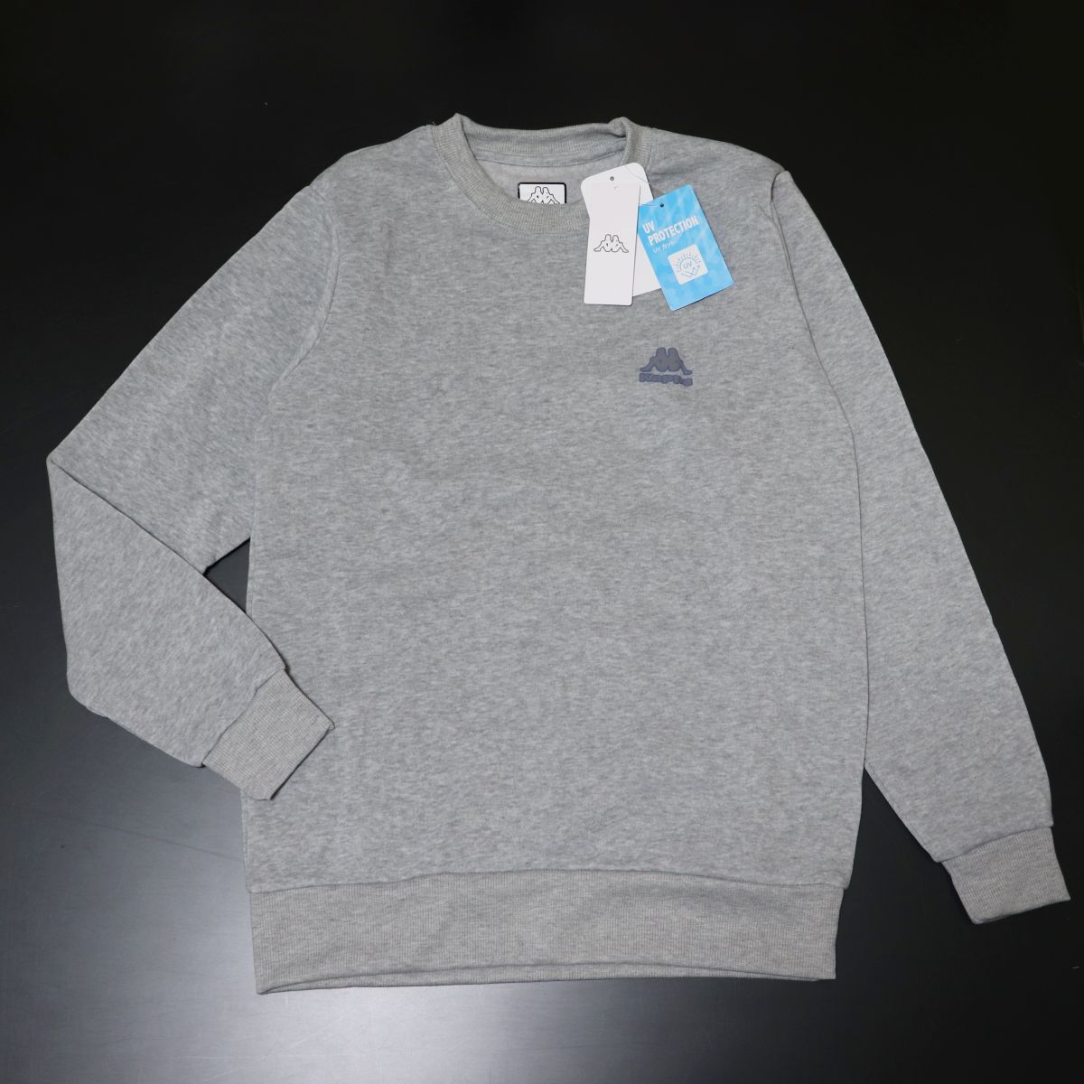 ★カッパ KAPPA メンズ UVカット 裏起毛 保温 ロゴ入り スウェット トレーナー シャツ 灰 Lサイズ [245344-MGY-L] 一 三 弐★QWER★_画像2