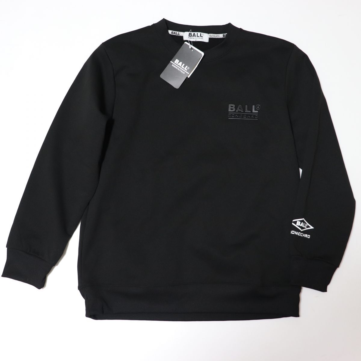 ★ボール BALL 新品 メンズ イタリア発人気ブランド 毛玉になりにくい 裏起毛 スウェット トレーナー 黒 XL [64125-99-LL]一 三 参★QWER_画像2