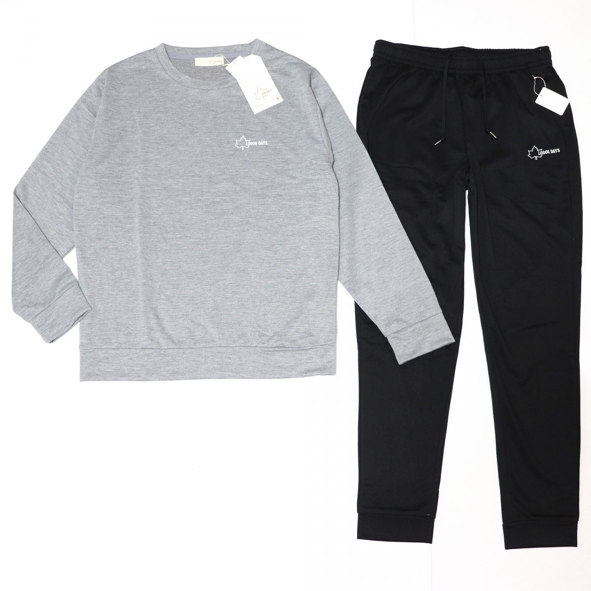 ★ロゴス LOGOS アウトドア 新品 メンズ シンプル スウェット 上下セット SET スーツ 灰黒 Mサイズ [ZSMBD2C147-GYBK-M]一 五 壱★QWER_画像2