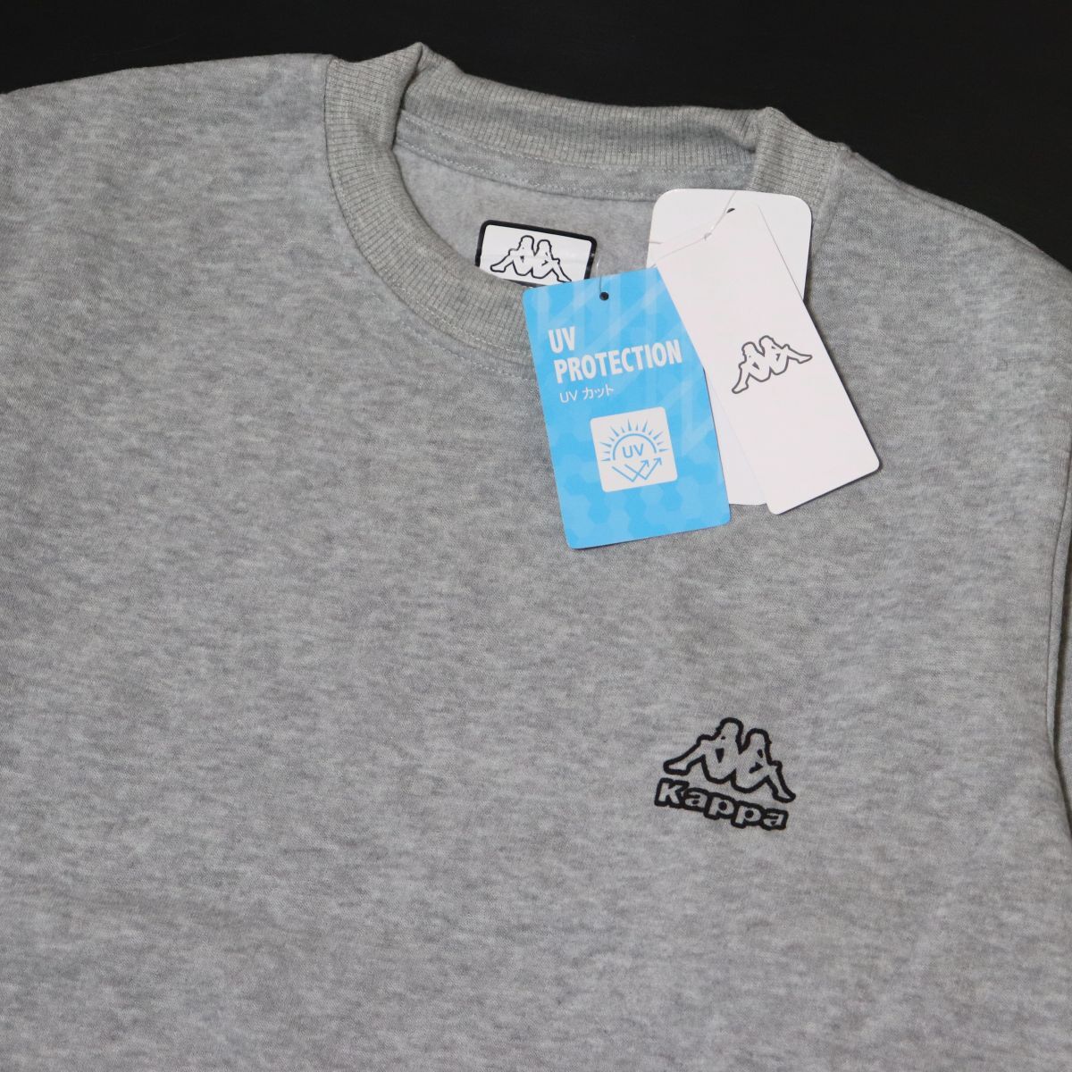 ★カッパ KAPPA メンズ UVカット 裏起毛 ロゴ バックプリント スウェット トレーナー シャツ 灰 XLサイズ [245346-MGY-LL]一 三 参★QWER_画像2