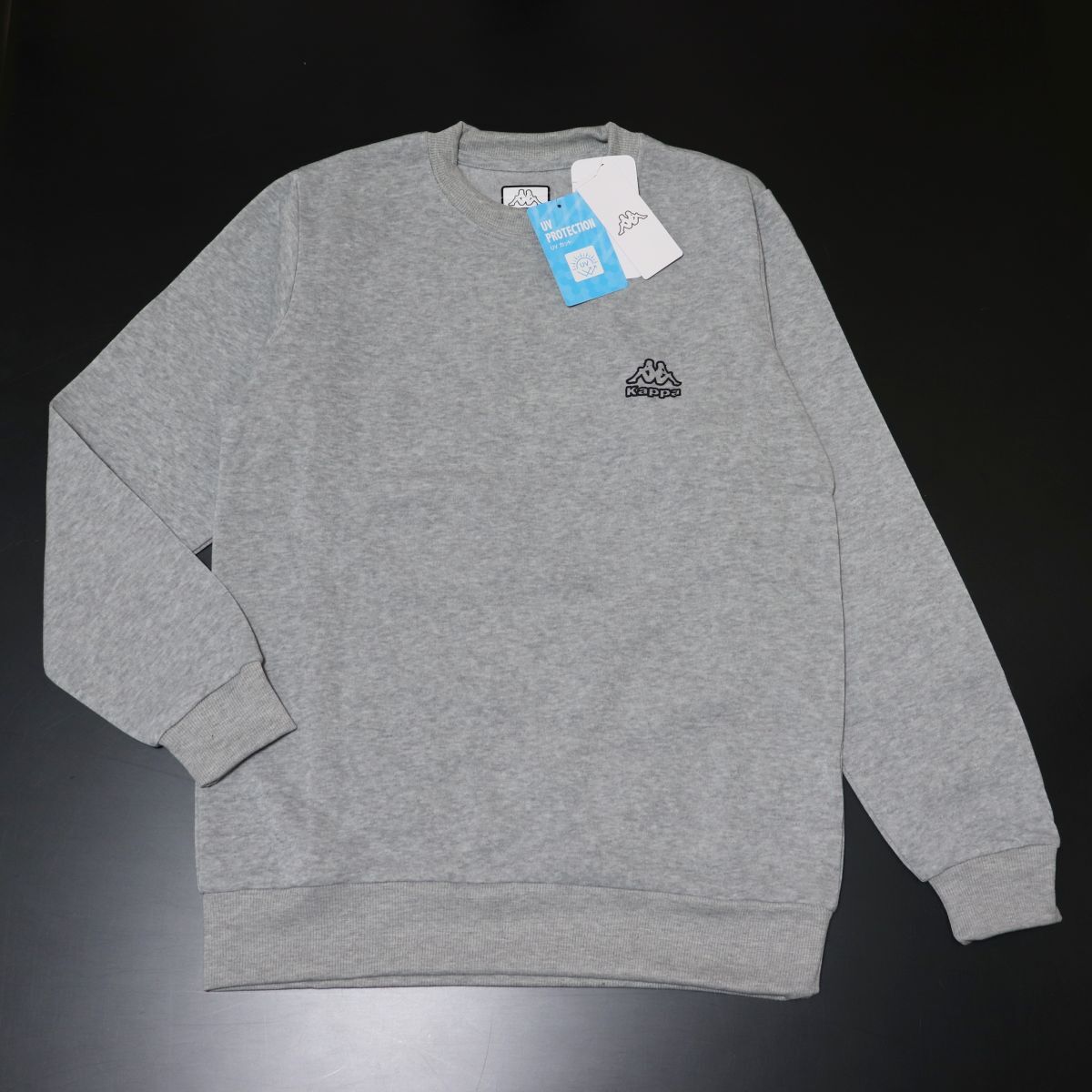 ★カッパ KAPPA メンズ UVカット 裏起毛 ロゴ バックプリント スウェット トレーナー シャツ 灰 XLサイズ [245346-MGY-LL]一 三 参★QWER_画像3