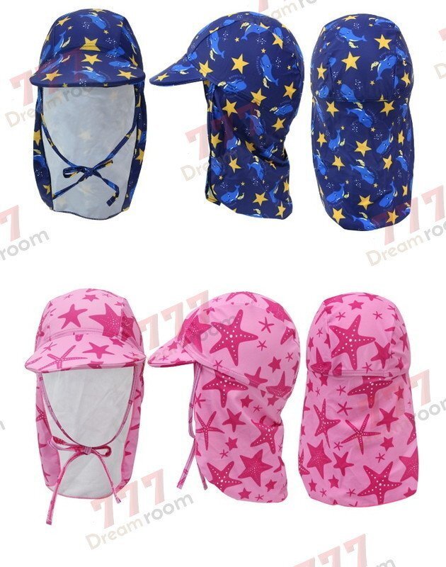 kids UPF50+ サンシェード スイムキャップ UVカット【01】 帽子 日焼け防止 日よけ 海水浴 公園 ツバ フラップ あご紐付き