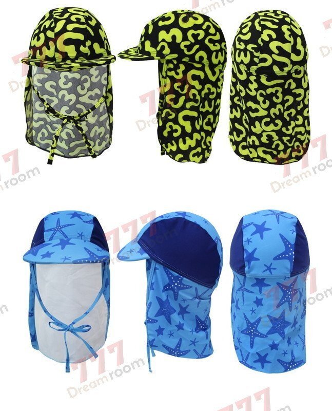 kids UPF50+ サンシェード スイムキャップ UVカット【11】 帽子 日焼け防止 日よけ 海水浴 公園 ツバ フラップ あご紐付き