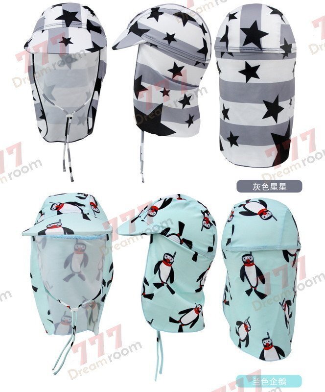 kids UPF50+ サンシェード スイムキャップ UVカット【09】 帽子 日焼け防止 日よけ 海水浴 公園 ツバ フラップ あご紐付き