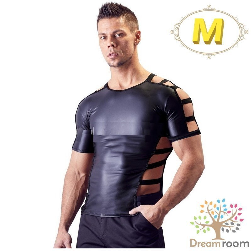 men's レザー Tシャツ ボディースーツ 【M】 メンズ ハード ロック マッチョ インナー カットソー トップス コスプレ レオタード M-076
