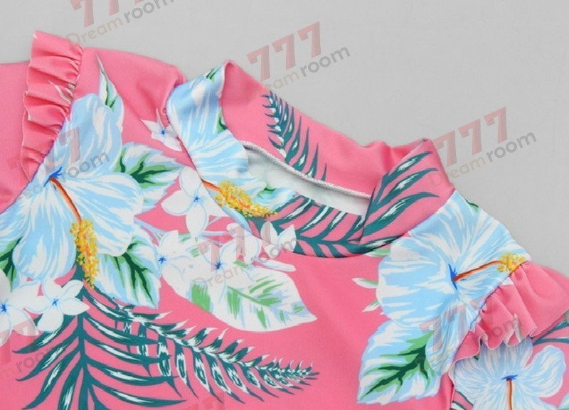 ラッシュガード 水著 上下セットアップ ピンク【2XL】115-125cm 子供服 女の子 レギンス 長袖 ズボン 日よけ ビキニ 海 プール swi-108