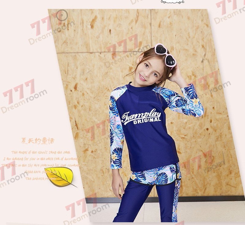 ラッシュガード 3點セットアップ【110cm】子供服 男女 レギンス 長袖 ズボン 日よけ 海 プール swi-115