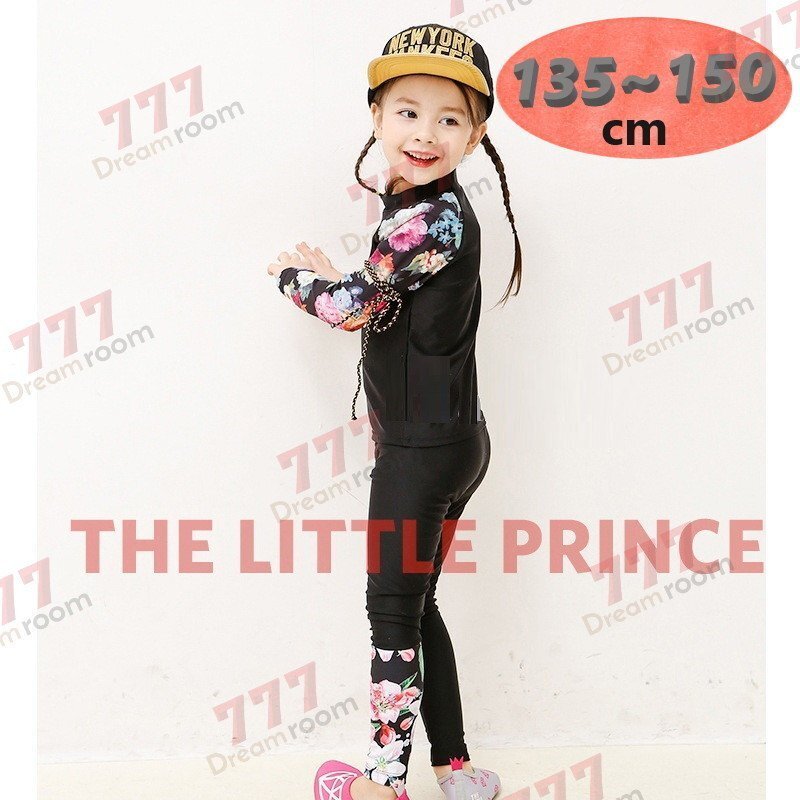 ラッシュガード 水著 上下セットアップ ブラック【4XL】135-150cm 子供服 男女 レギンス 長袖 ズボン 日よけ ビキニ 海 プール swi-113