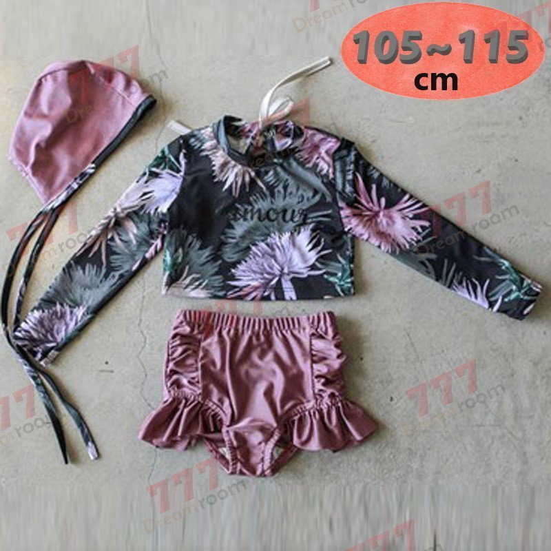 ラッシュガード 水著 上下セットアップ パープル【XL】105-115cm 子供服 女の子 レギンス 長(zhǎng)袖 ズボン 日よけ ビキニ 海 プール swi-109