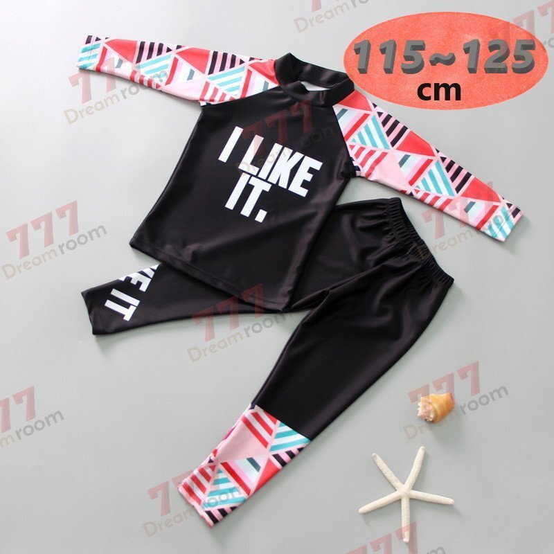 ラッシュガード 水著 上下セットアップ レッド【2XL】115-125cm 子供服 男女 レギンス 長袖 ズボン 日よけ ビキニ 海 プール swi-111