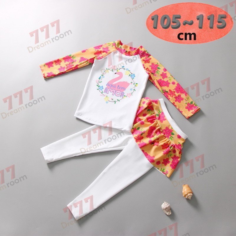ラッシュガード 水著 上下セットアップ ピンク【XL】105-115cm 子供服 女の子 レギンス 長(zhǎng)袖 ズボン 日よけ ビキニ 海 プール swi-107