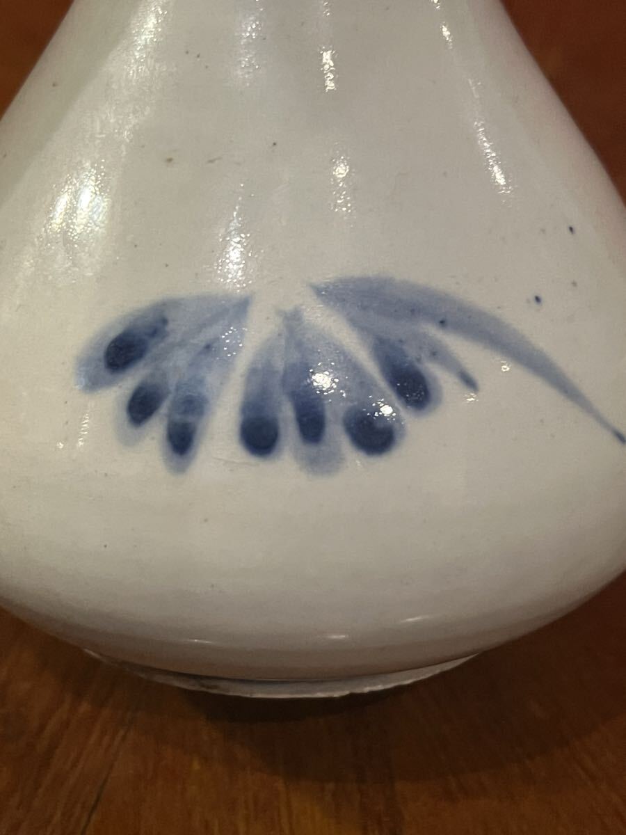 李朝時代　李朝染付草花文徳利花生　分院染付　傑作品　酒器 花生　朝鮮古陶 18cm_画像5