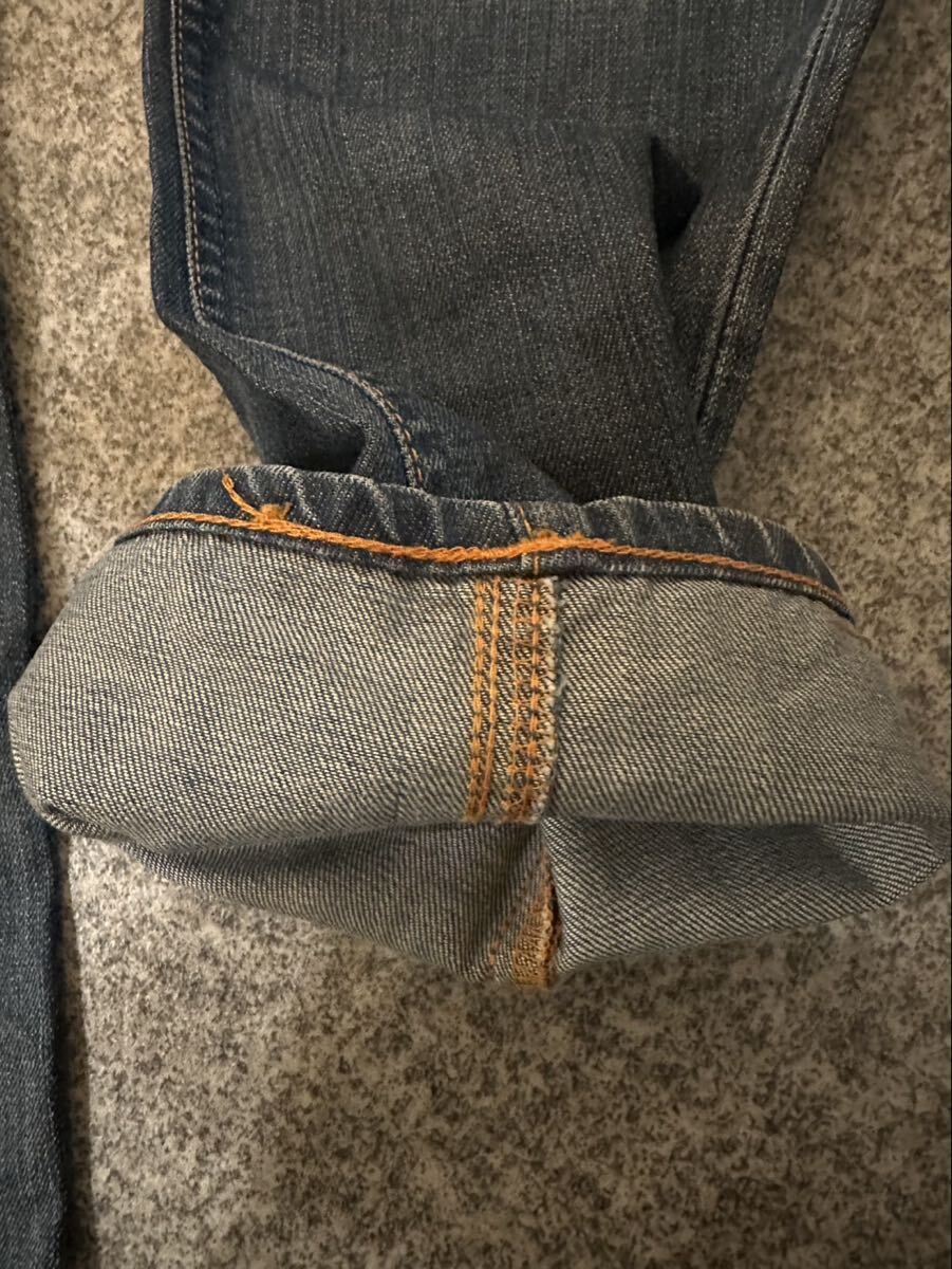 Nudie Jeans W30 L32 デニムパンツ インディゴ フェード ジーンズ ヌーディージーンズ ひげ ボトムス ジーパン Gパン 激渋 古着 USED _画像9