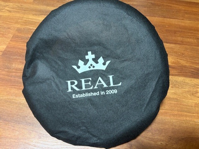 REAL レアル ステアリング 42ブラウンウッド(ブラックステッチ) ライズ A200A A210A 2019年11月～ 中古_画像6