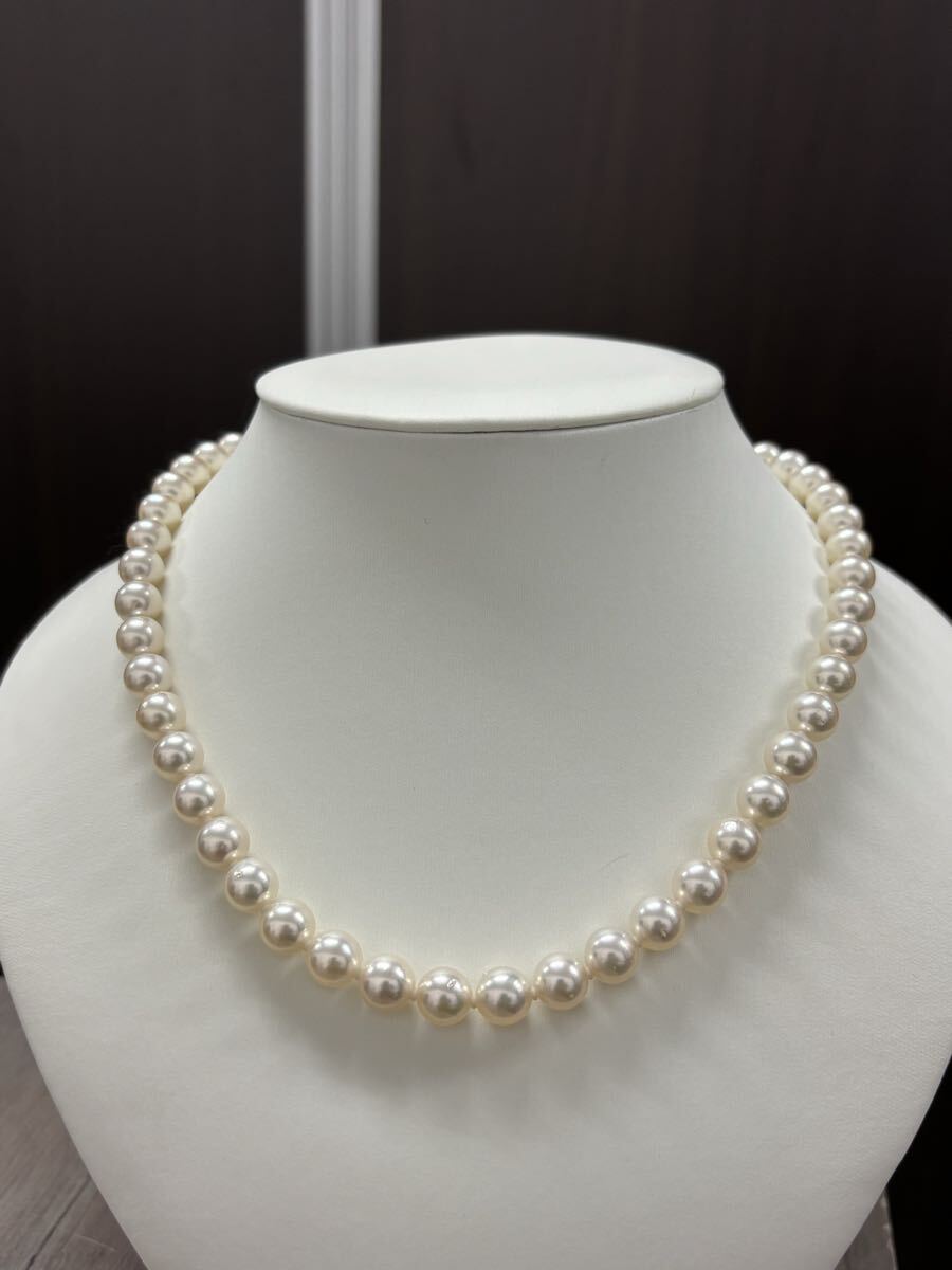 1円〜上質田崎真珠 本真珠 ネックレス 8mmUP あこや真珠 アコヤ パールネックレス タサキ 保証書・ケース付き 保管品_画像2