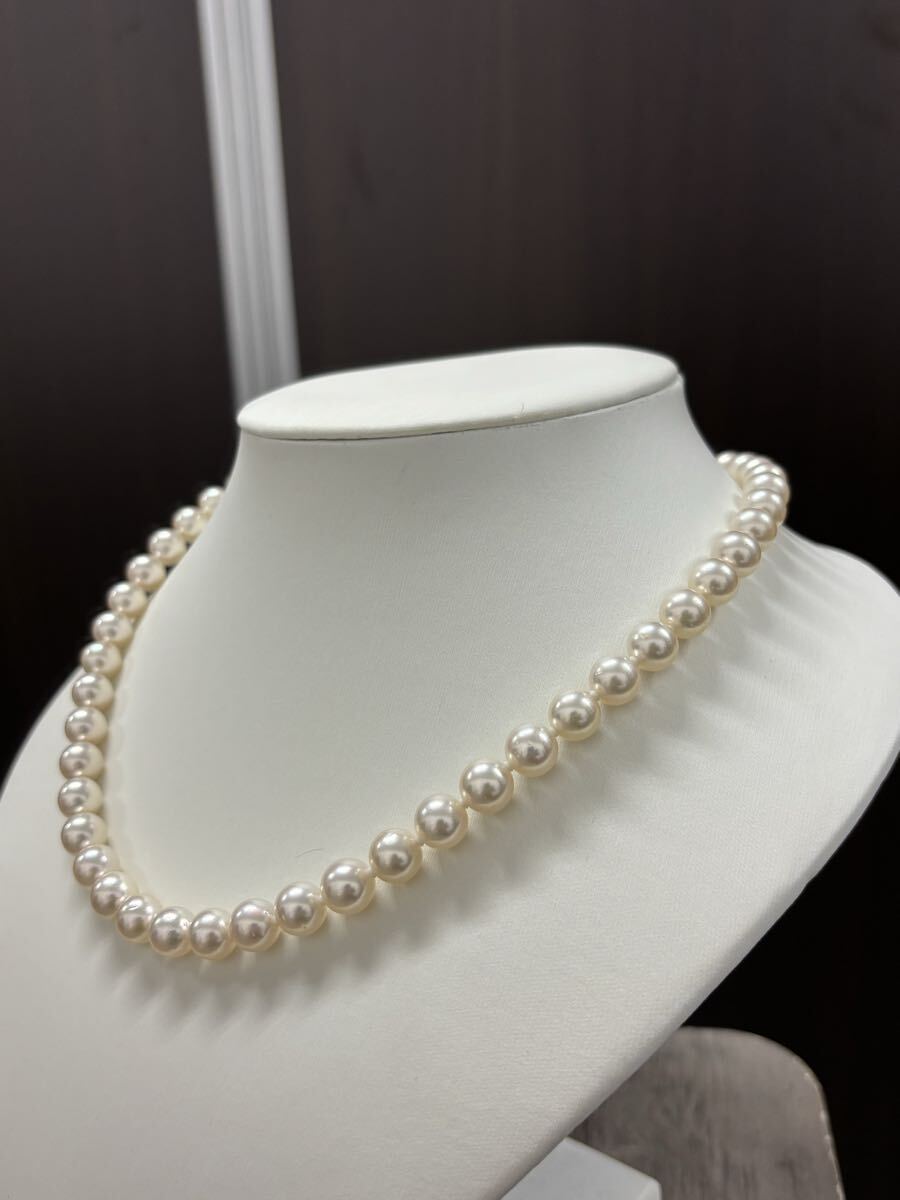 1円〜上質田崎真珠 本真珠 ネックレス 8mmUP あこや真珠 アコヤ パールネックレス タサキ 保証書・ケース付き 保管品_画像3