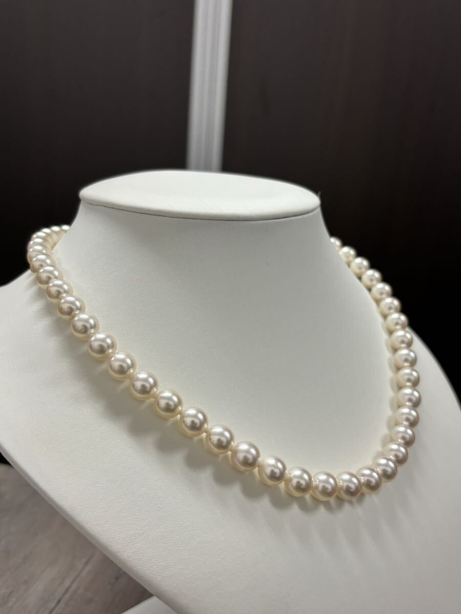 1円〜上質田崎真珠 本真珠 ネックレス 8mmUP あこや真珠 アコヤ パールネックレス タサキ 保証書・ケース付き 保管品_画像4