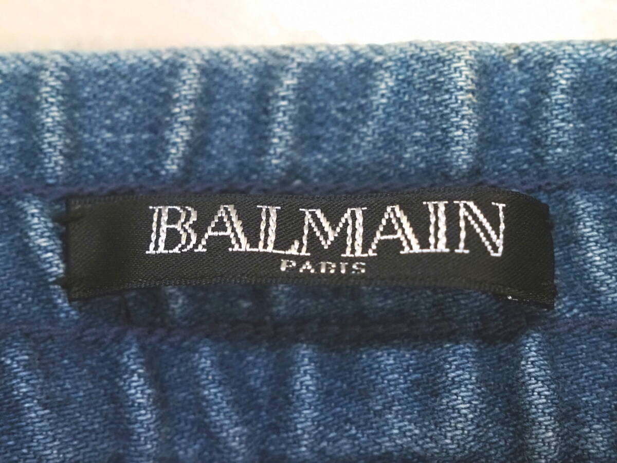 BALMAIN バルマン 蛇腹バイカーデニムパンツ44青 日本製 オリヴィエ・ルスタン_画像3