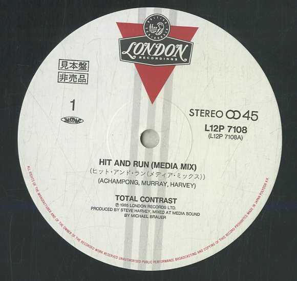 A00582257/12インチ/トータル・コントラスト (TOTAL CONTRAST)「Hit And Run (1985年・L12P-7108・ディスコ・DISCO)」_画像3