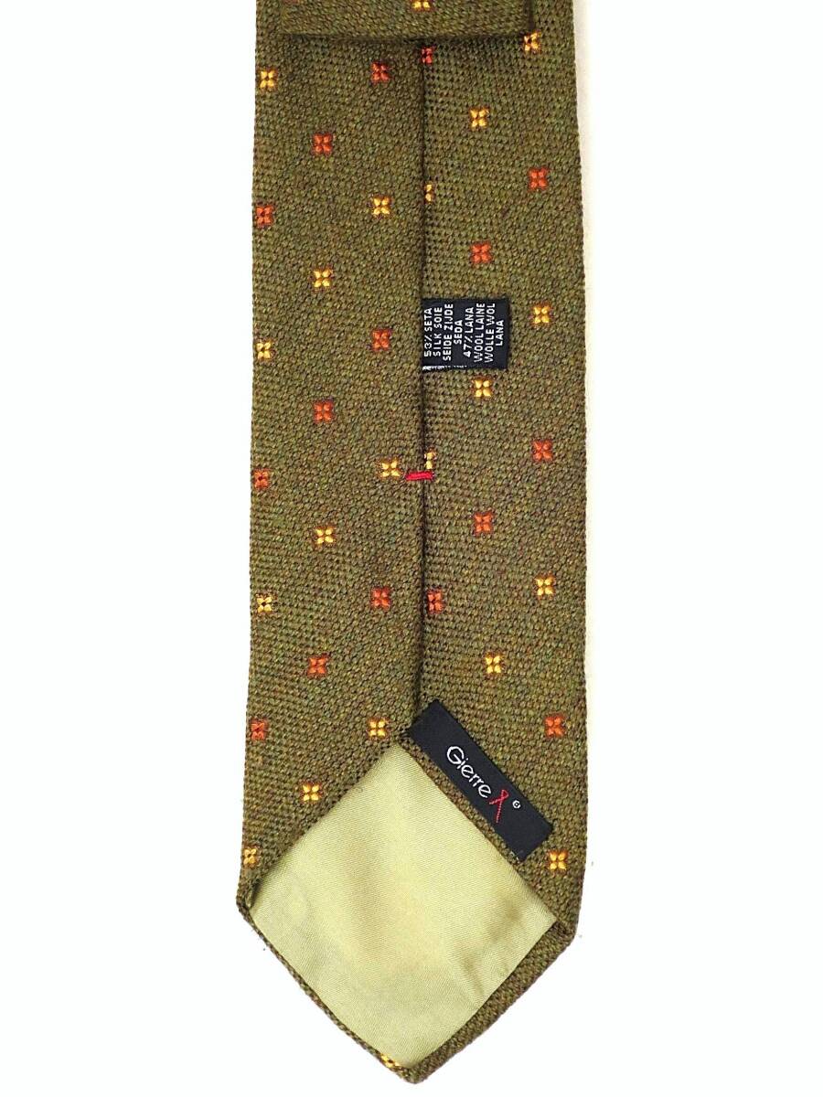 ビームス購入 BEAMS シルク/ウール グリーン系 小紋柄 ネクタイ イタリア製 ジエレ Gierre 正規品_画像3