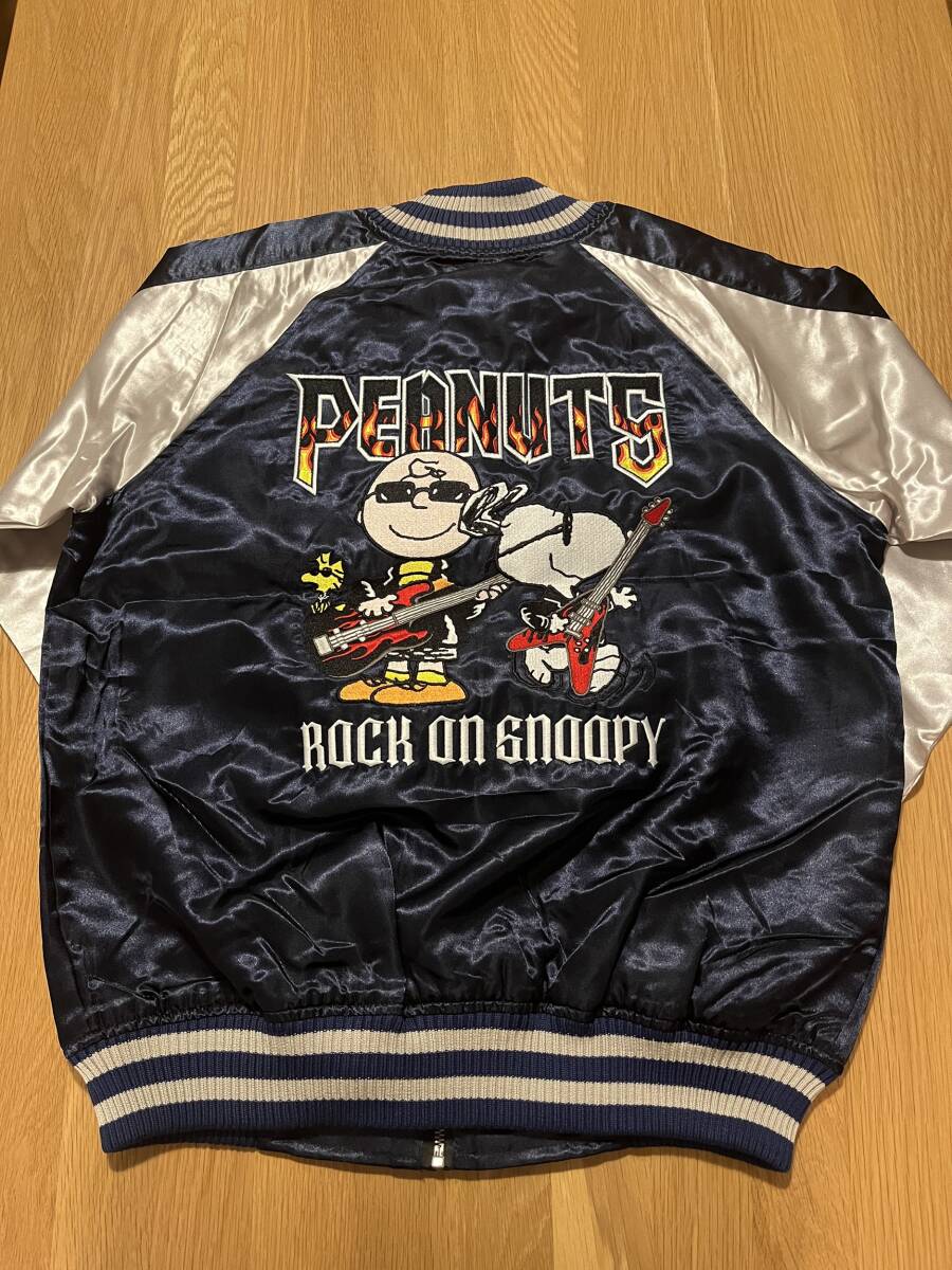 スヌーピー刺繍スカジャン　Lサイズ　ネイビー　　SNOOPY PEANUTS ロック柄　新品　送料無料_画像6