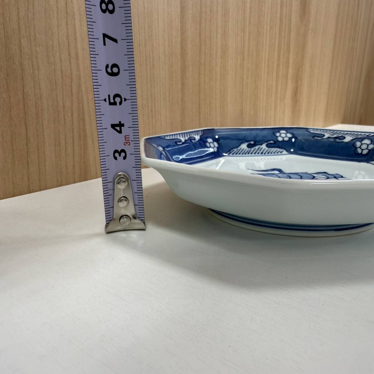 【9556-12】有田焼 唐船図 八角皿 5枚セット 染付 帆船 和食器 陶磁器 _画像6