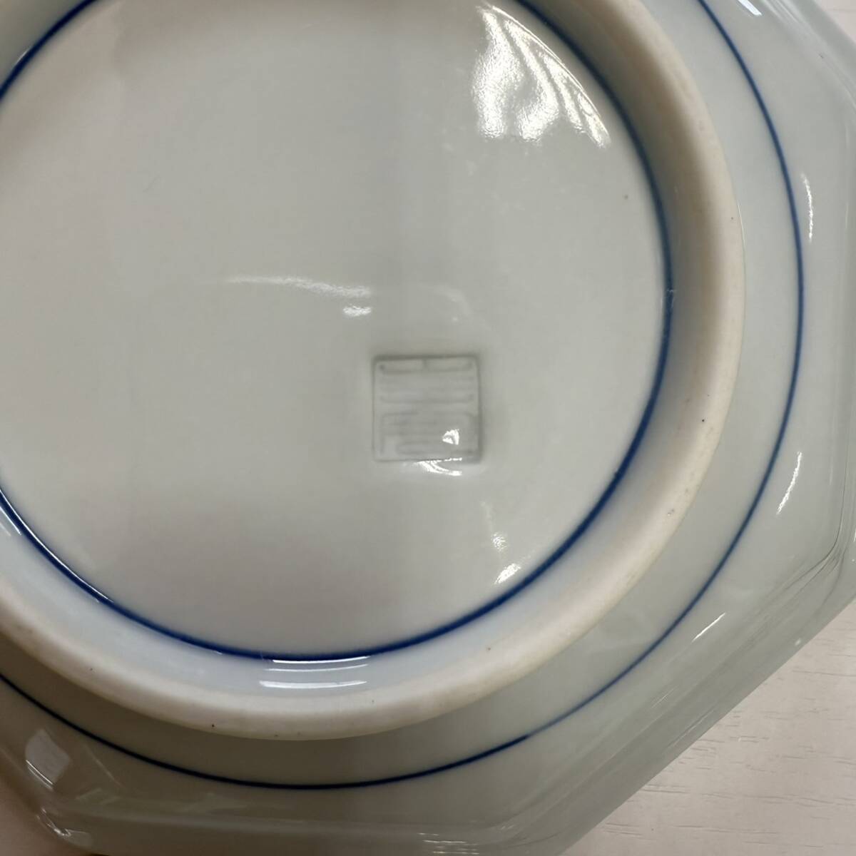 【9556-12】有田焼 唐船図 八角皿 5枚セット 染付 帆船 和食器 陶磁器 _画像4