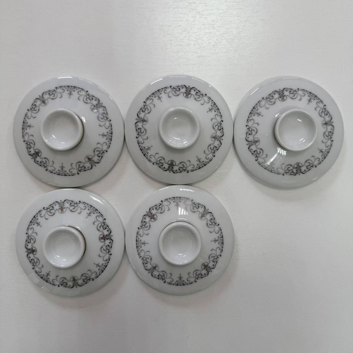 【9556-15】Noritake ノリタケ 茶碗蒸し椀 シルバーゲートシリーズ 唐草模様 5客セット_画像5