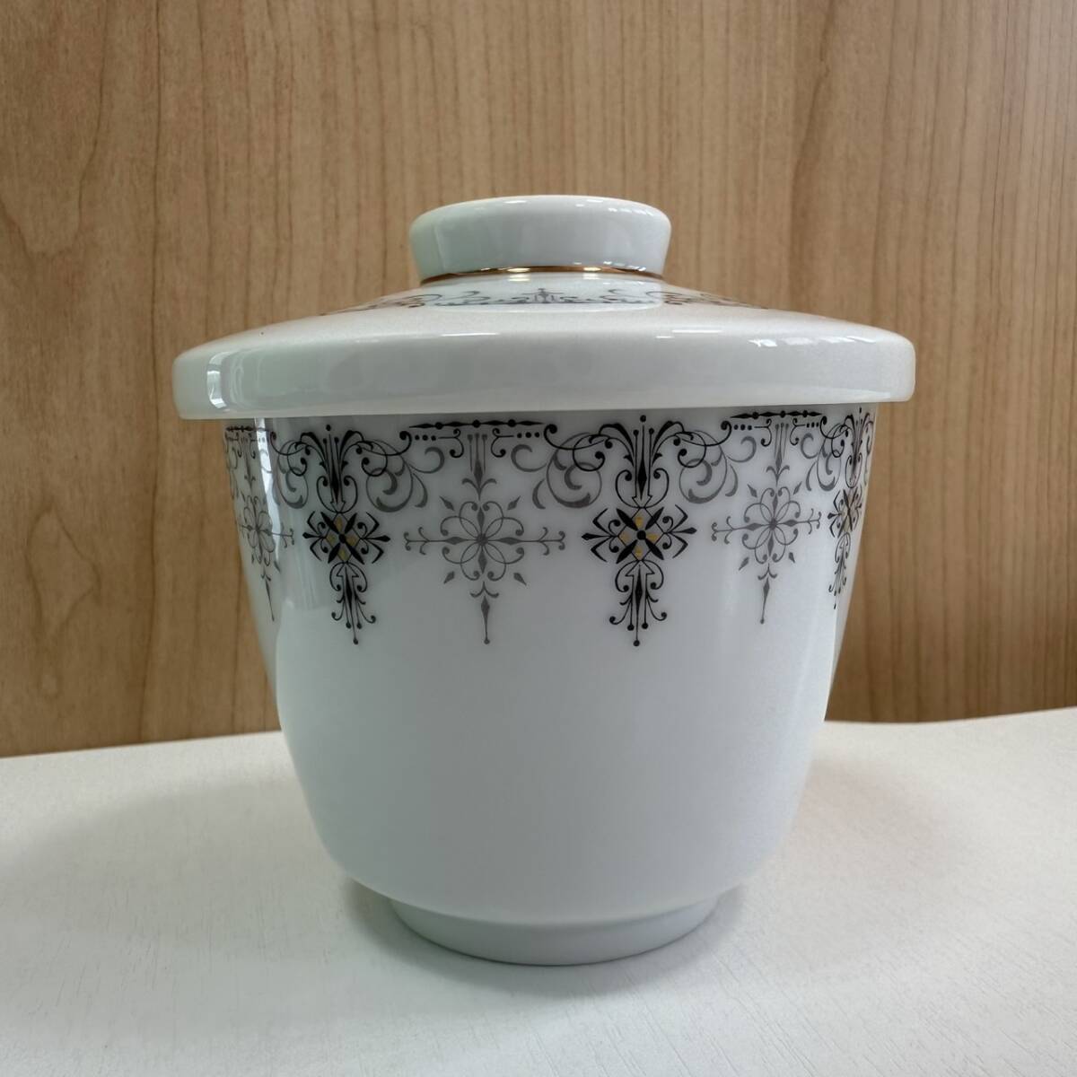 【9556-15】Noritake ノリタケ 茶碗蒸し椀 シルバーゲートシリーズ 唐草模様 5客セット_画像2