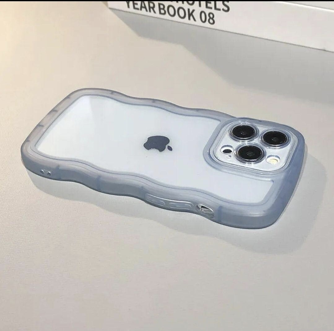 iPhone12mini кейс голубой wave прозрачный ....iPhone 12mini