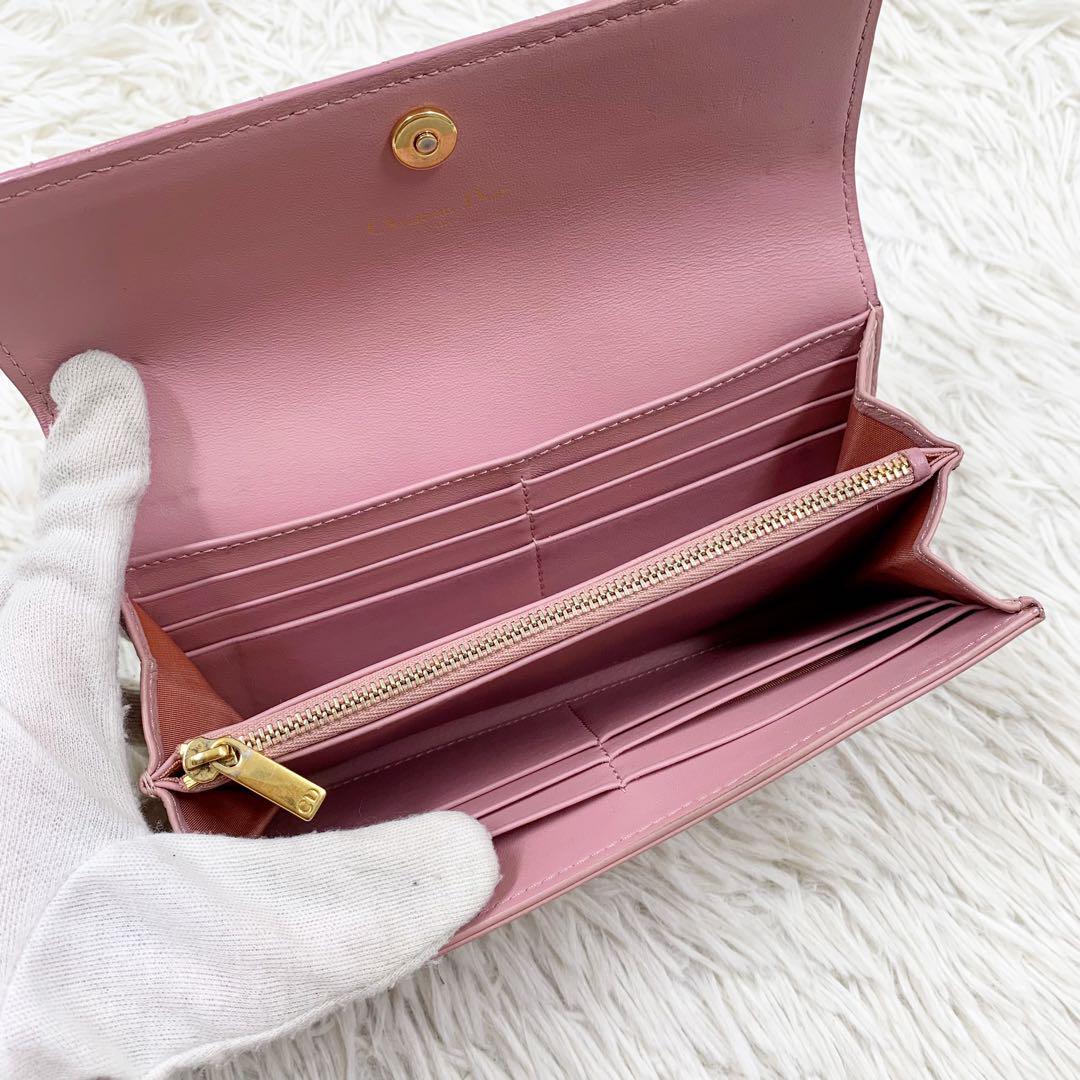 【✨美品✨】 ディオール 長財布 カロ フラップウォレット ピンク 美品】 ディオール 長財布 カロ フラップウォレット ピンク
