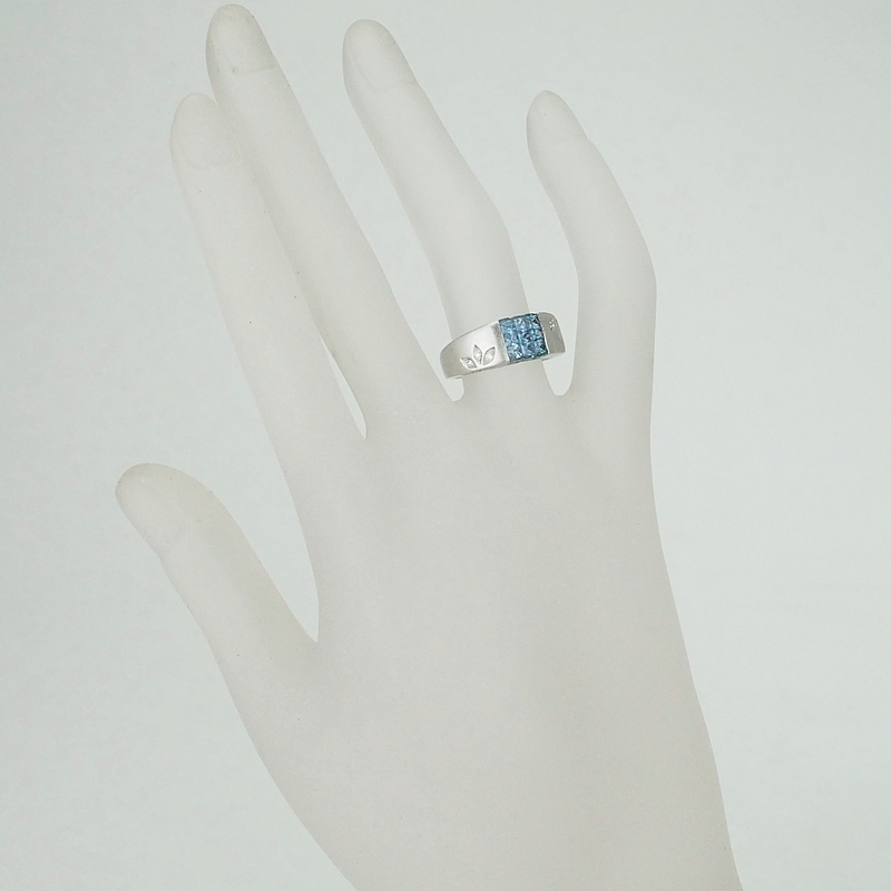 音羽屋■ アクアマリン/2.05ct ダイヤ/0.10ct K18WG デザイン リング 12号 ソーティング付き 仕上済【中古】_画像7