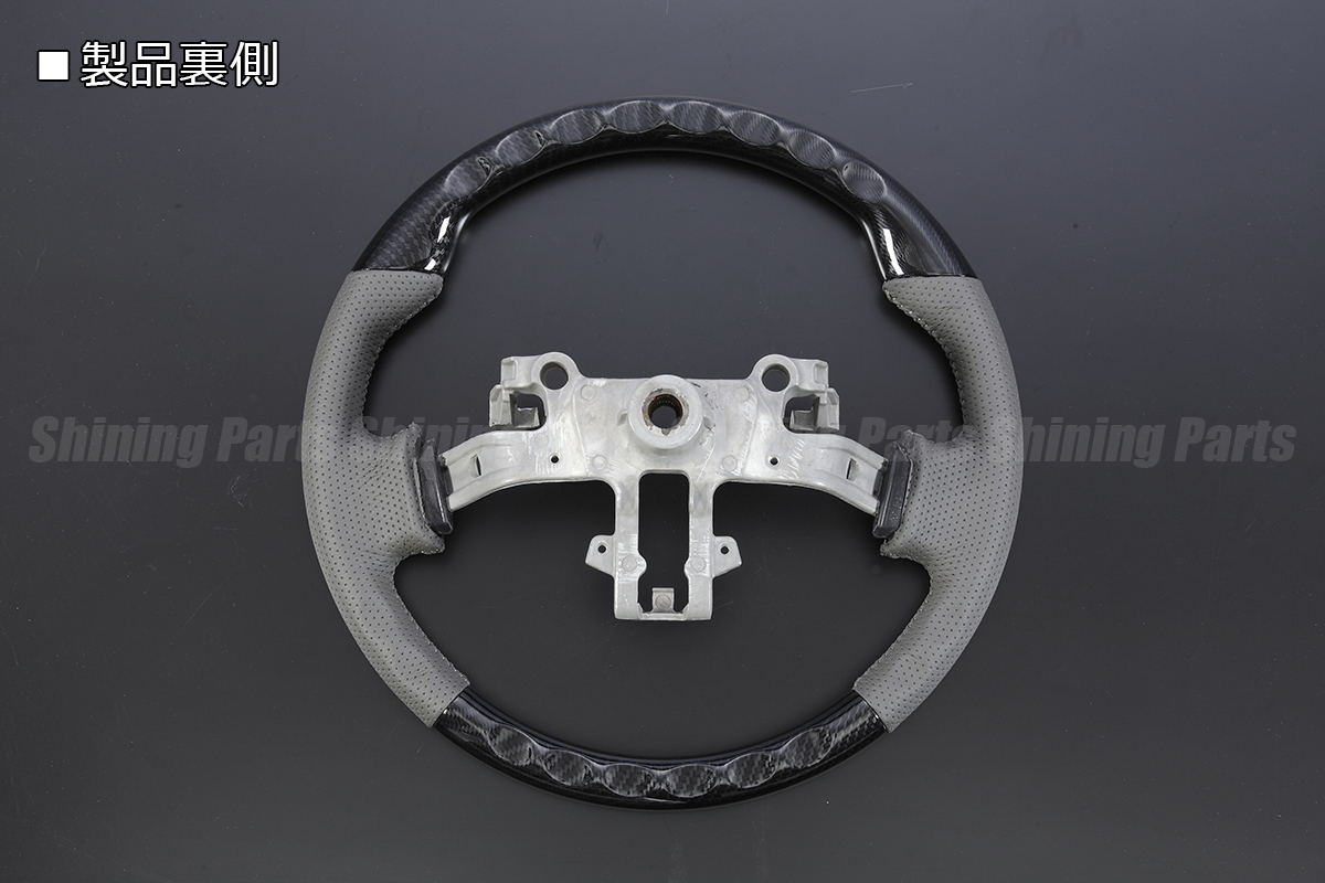 SALE DA17V エブリィ バン ステアリング ガングリ 純正交換 転写カーボン調×グレー革 コンビステアリング ハンドル 近似色レザー_画像3